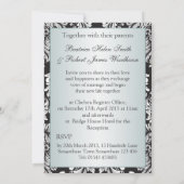 Zwart wit Damask blauwgroen, Monogrammen bruiloft Kaart (Achterkant)