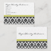 Zwart-wit Damask Bloemen met Rood Lint Visitekaartje (Voorkant / Achterkant)