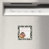 Zwart/wit Damask bruiloft aankondiging magneet (Insitu (Vaatwasser))