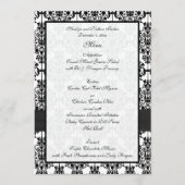 Zwart-wit Damask Bruiloft Menu Kaart (Achterkant)