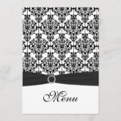 Zwart-wit Damask Bruiloft Menu Kaart (Voorkant)