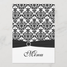 Zwart-wit Damask Bruiloft Menu Kaart