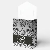 ZWART WIT DAMASK BRUILOFT MONOGRAM Elegant Bedankdoosjes (Geopend)