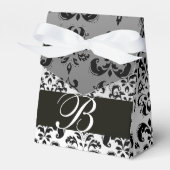 ZWART WIT DAMASK BRUILOFT MONOGRAM Elegant Bedankdoosjes (Voorkant Zijde)