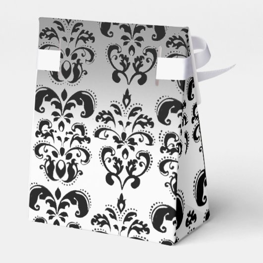 ZWART WIT DAMASK BRUILOFT MONOGRAM Elegant Bedankdoosjes (Achterkant)