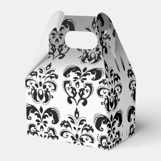 ZWART WIT DAMASK BRUILOFT MONOGRAM Elegant Bedankdoosjes (Achterkant)