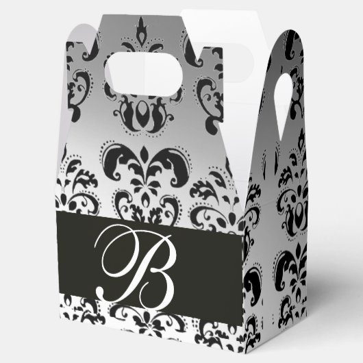 ZWART WIT DAMASK BRUILOFT MONOGRAM Elegant Bedankdoosjes (Geopend)