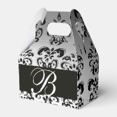 ZWART WIT DAMASK BRUILOFT MONOGRAM Elegant Bedankdoosjes (Voorkant Zijde)