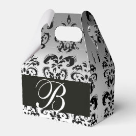 ZWART WIT DAMASK BRUILOFT MONOGRAM Elegant Bedankdoosjes