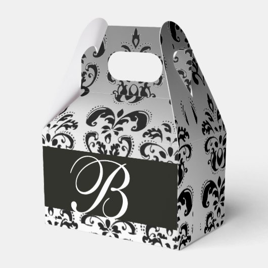 ZWART WIT DAMASK BRUILOFT MONOGRAM Elegant Bedankdoosjes (Voorkant Zijde)