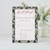 Zwart/wit Damask Bruiloft RSVP-kaart Kaart (Staand voorkant)