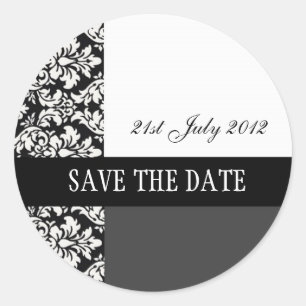 Zwart-wit Damask Bruiloft Stickers