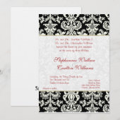 Zwart/wit Damask bruiloft uitnodiging (Voorkant / Achterkant)