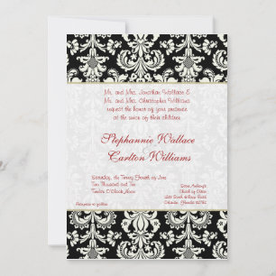 Zwart/wit Damask bruiloft uitnodiging