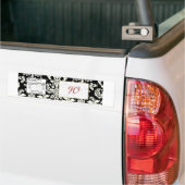 Zwart/wit Damask Bruiloft Water Flesetiket Bumpersticker (Op Truck)