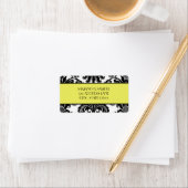 Zwart & Wit Damask, Canary Yellow Etiket (Insitu)