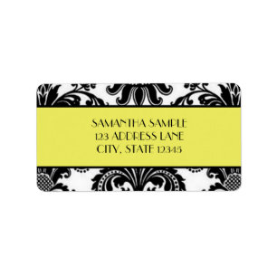 Zwart & Wit Damask, Canary Yellow Etiket