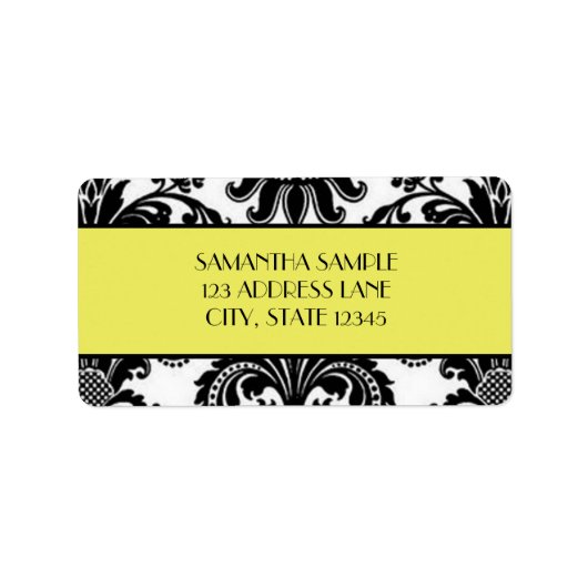 Zwart & Wit Damask, Canary Yellow Etiket (Voorkant)