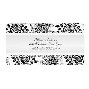 Zwart-wit  Damask Custom Etiket