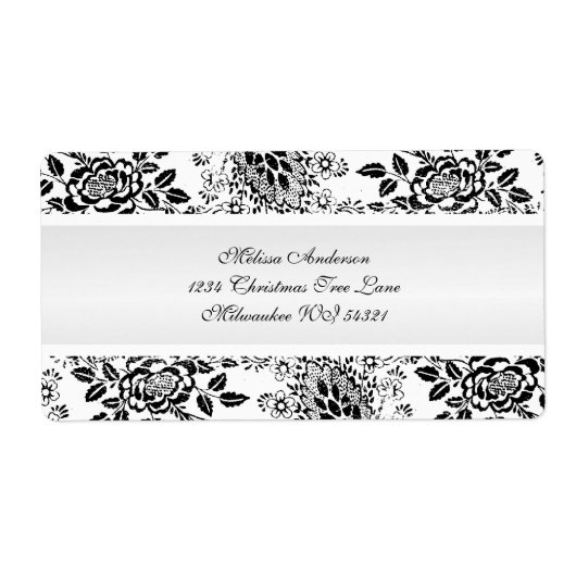 Zwart-wit  Damask Custom Etiket (Voorkant)
