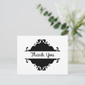 Zwart-wit Damask Dank u Briefkaart (Staand voorkant)