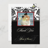 Zwart + Wit Damask Dank u Foto briefkaarten, Briefkaart (Voorkant / Achterkant)