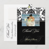Zwart + Wit Damask Dank u Foto briefkaarten, Briefkaart (Voorkant / Achterkant)