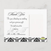 Zwart + Wit Damask Dank u Foto briefkaarten, Briefkaart (Achterkant)