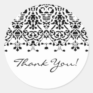 Zwart & Wit Damask Dank u Sticker
