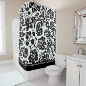 Zwart-wit Damask-douchegordijn Douchegordijn (In situ)