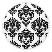 Zwart-wit Damask Elegant Chic Bedroom Dresser Keramische Knop (Voorkant)