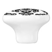 Zwart-wit Damask Elegant Chic Bedroom Dresser Keramische Knop (Zijkant)
