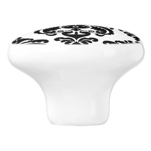 Zwart-wit Damask Elegant Chic Bedroom Dresser Keramische Knop (Zijkant)