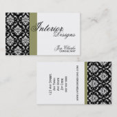 Zwart-wit Damask Elegant Visitekaartje (Voorkant / Achterkant)