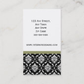 Zwart-wit Damask Elegant Visitekaartje (Achterkant)