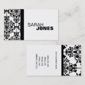 Zwart-wit Damask Elegant Visitekaartje (Voorkant / Achterkant)