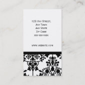 Zwart-wit Damask Elegant Visitekaartje (Achterkant)
