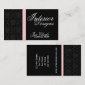 Zwart-wit Damask Elegant Visitekaartje (Voorkant / Achterkant)