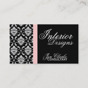 Zwart-wit Damask Elegant Visitekaartje