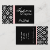 Zwart-wit Damask Elegant Visitekaartje (Voorkant / Achterkant)