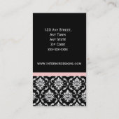 Zwart-wit Damask Elegant Visitekaartje (Achterkant)