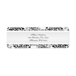 Zwart-wit Damask Etiket