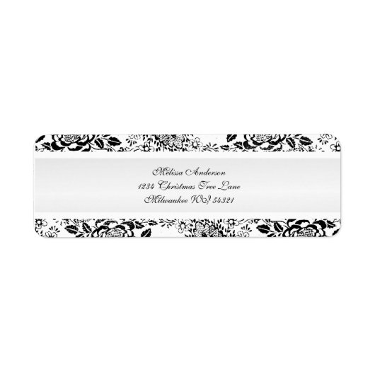 Zwart-wit Damask Etiket (Voorkant)