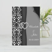 Zwart-wit Damask FAUX-lintdiamantopzet Kaart (Staand voorkant)