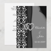 Zwart-wit Damask FAUX-lintdiamantopzet Kaart (Voorkant / Achterkant)