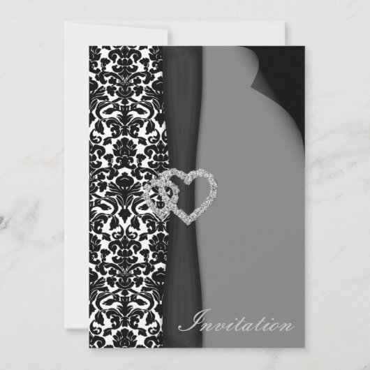 Zwart-wit Damask FAUX-lintdiamantopzet Kaart (Voorkant)