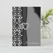 Zwart-wit Damask FAUX-lintdiamantopzet Kaart (Staand voorkant)