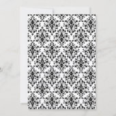 Zwart-wit Damask Faux Silver Ribbon Wedding Kaart (Achterkant)