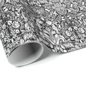 Zwart-wit Damask Floral Wrapping Paper Cadeaupapier (Rol Hoek)