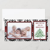 Zwart-wit Damask Green Damask Tree-fotokaarten Feestdagenkaart (Voorkant / Achterkant)